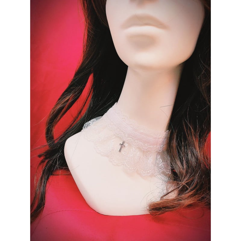 ATELIER-PIERROT】KCH-01/十字架レースチョーカー/ホワイト