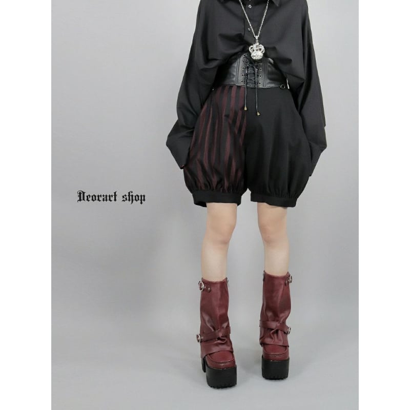 [APPAREL]/ディオラート/ストライプ柄 バルーン ドロワーズ パンツ ブルー×ブラウン (L) ゴスロリ・パンク/Deorart Deorart】ストライプ柄 バルーン ドロワーズ パンツ（DRT2865） | KIST