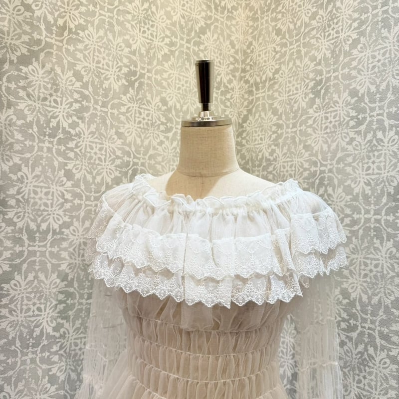 ATELIER-PIERROT】 Sheer Off-Shoulder Shirring B