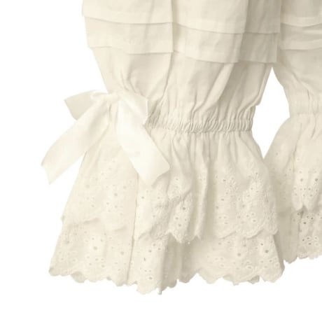 【wunder welt fluer】2段レースピンタックコットンドロワーズ【白・60cm】/s-06054-01-F