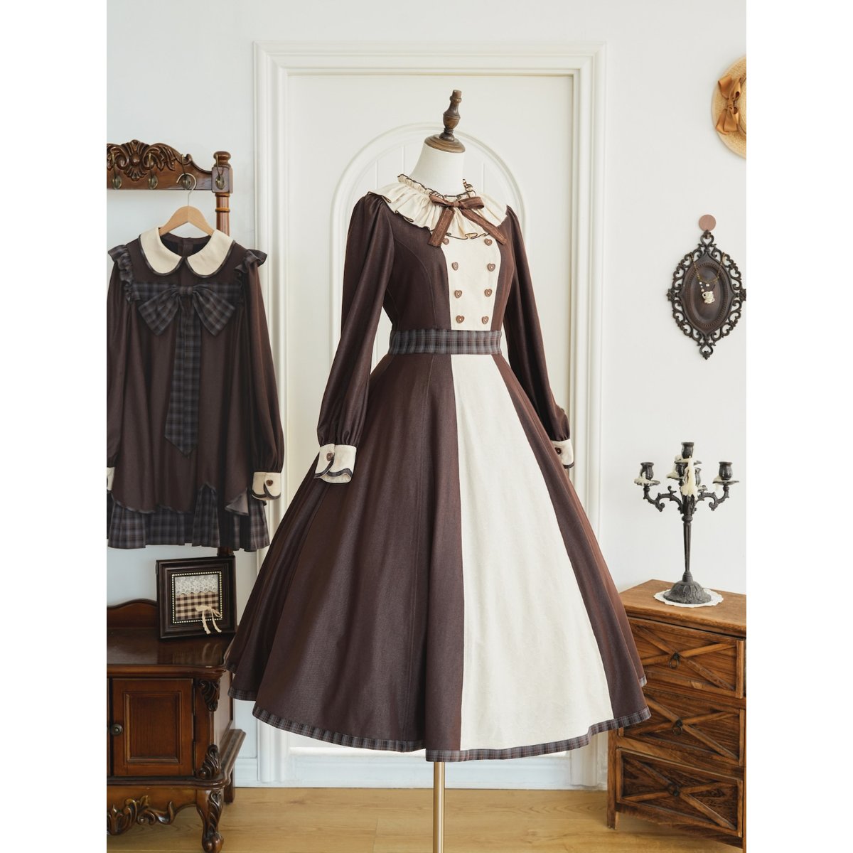 星箱Works】ショコラ・ホリック フリルカラーロングワンピース