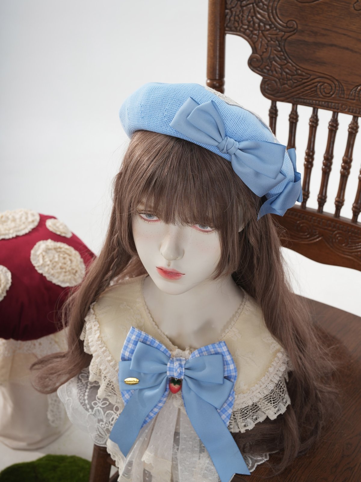 星箱Works】ストロベリー・リボンブーケ いちご刺繍ベレー【お取り寄せ