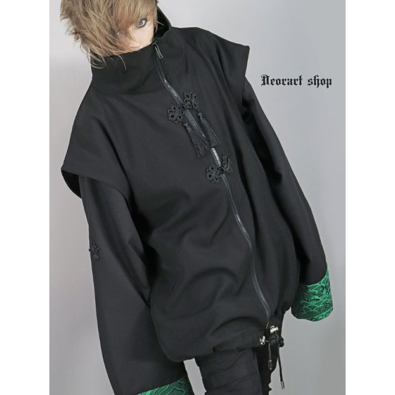 キタン 23AW サイドボタンデザインプルオーバー中綿ウールジレ / ベスト Deorart】 【GOTH CHINA】チャイナ・中華ボタン ジレ ベスト