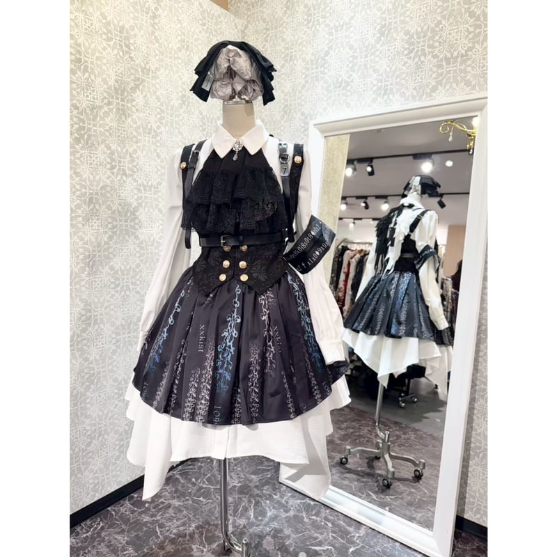 KARA ファンミ　トレカセット　白　黒　20セット ティカ Tika モノトーン襟デザインネックリボン半袖フレアミニ