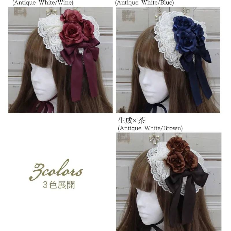 メタモルフォーゼ 別珍薔薇コサージュ付き帽子 ブラック 受注予約】メタモルフォーゼ/ゴブランブーケ Roseレースフリル