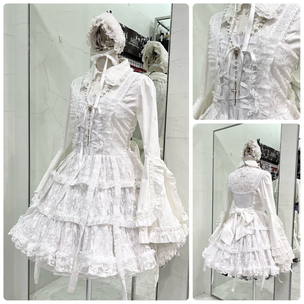 h.NAOTO】White Rose Bird Cage Dress/CNF34-O067