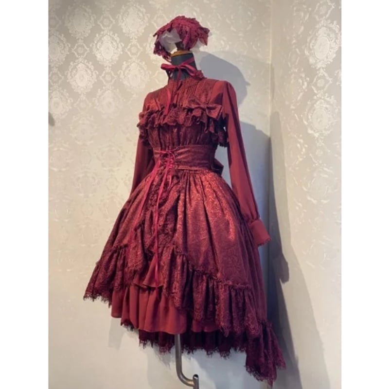 Mystique Jacquard Jumper Skirtボルドー