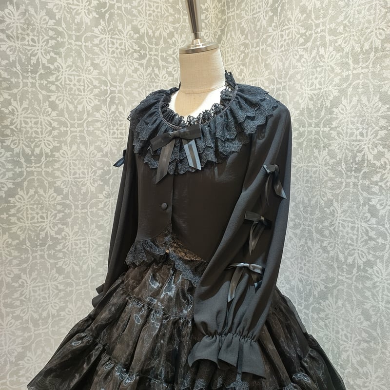 ATELIER PIERROT Vallée lys ブラウス 黒 ATELIER-PIERROT/Vallée lys】 Sugar Lace Ribbon