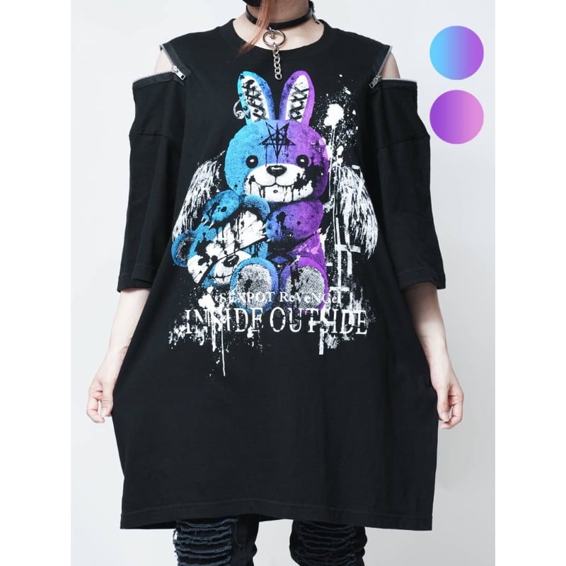 SEXPOTReVeNGe】Shoulder Zip Big Cutsew Fake Bun