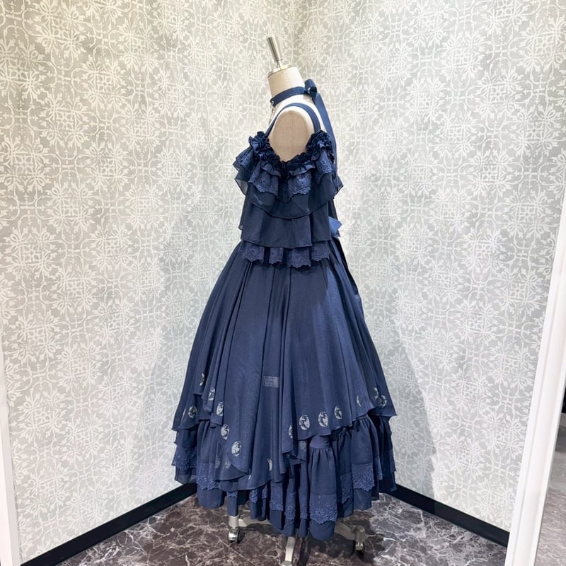 星箱Works】 月の満ち欠けオフショルダードレッシーワンピース 刺繍