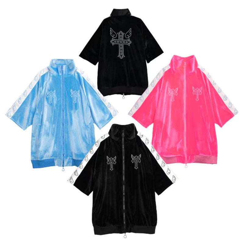 [APPAREL]/リッスンフレーバー/天界のベロア半袖ジャージ PINK (F) ゴスロリ・パンク/LISTEN FLAVOR LISTEN FLAVOR リッスンフレーバー 天界のベロア半袖ジャージ【PINK