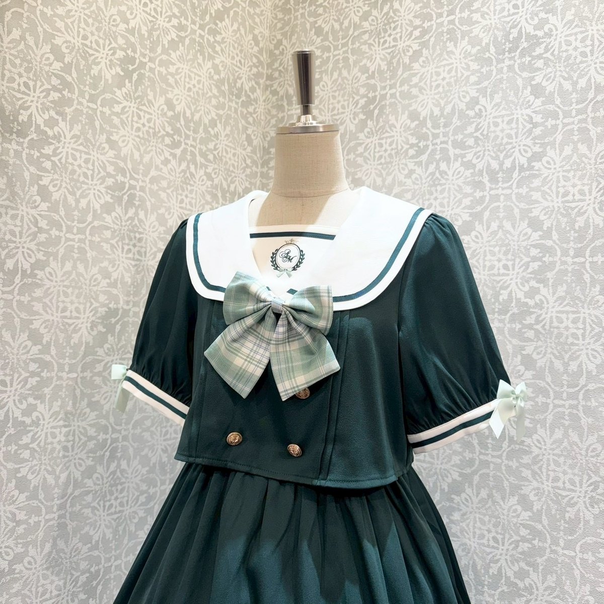 Amavel】 Chouchou Check セットアップ風セーラーワンピース/126170