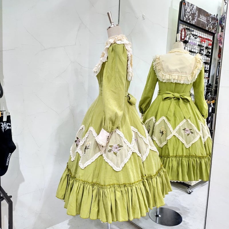 星箱works すずらんのしおりワンピース（ロング丈）グリーン