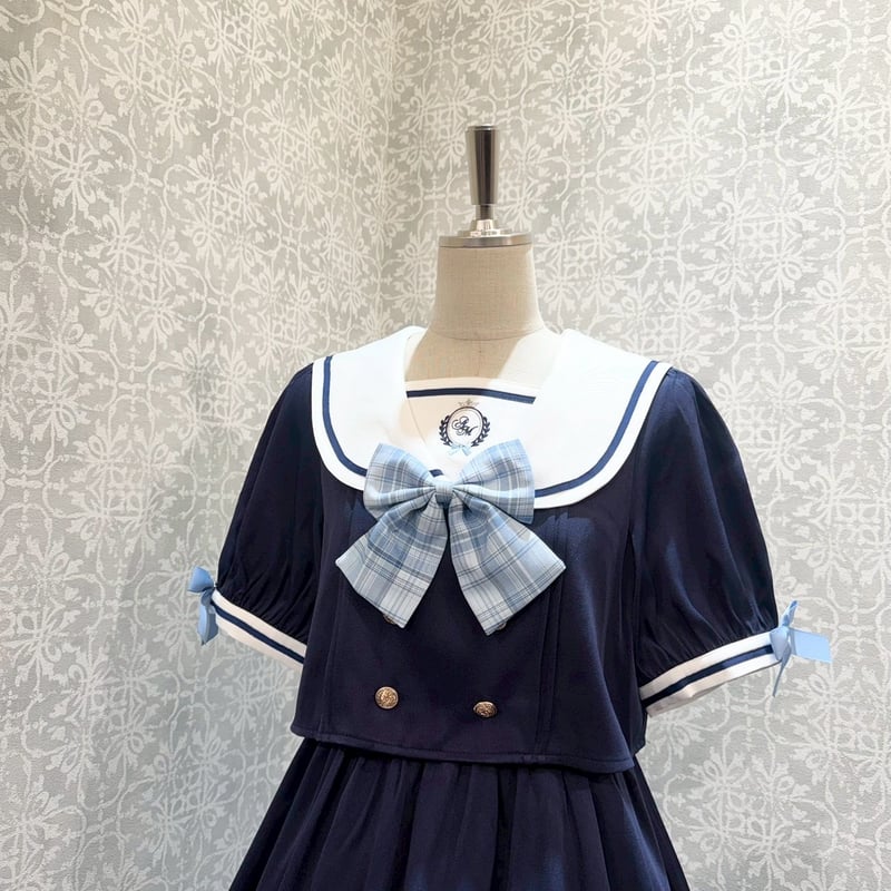 Amavel】 Chouchou Check セットアップ風セーラーワンピース/126170