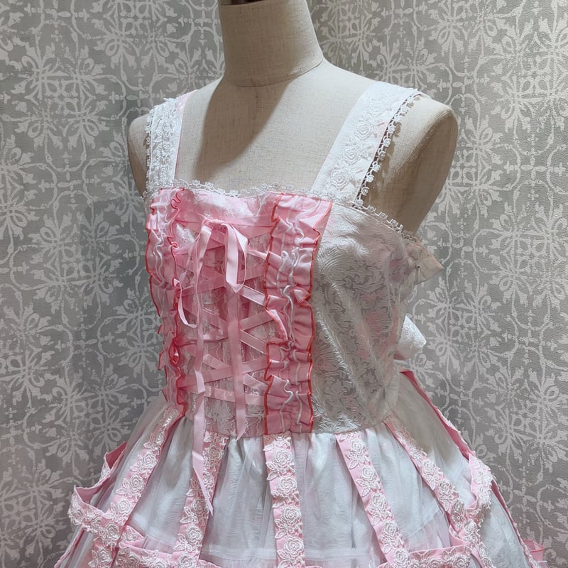 h.NAOTO】Sweet Strawberry Alice Bird Cage Dress