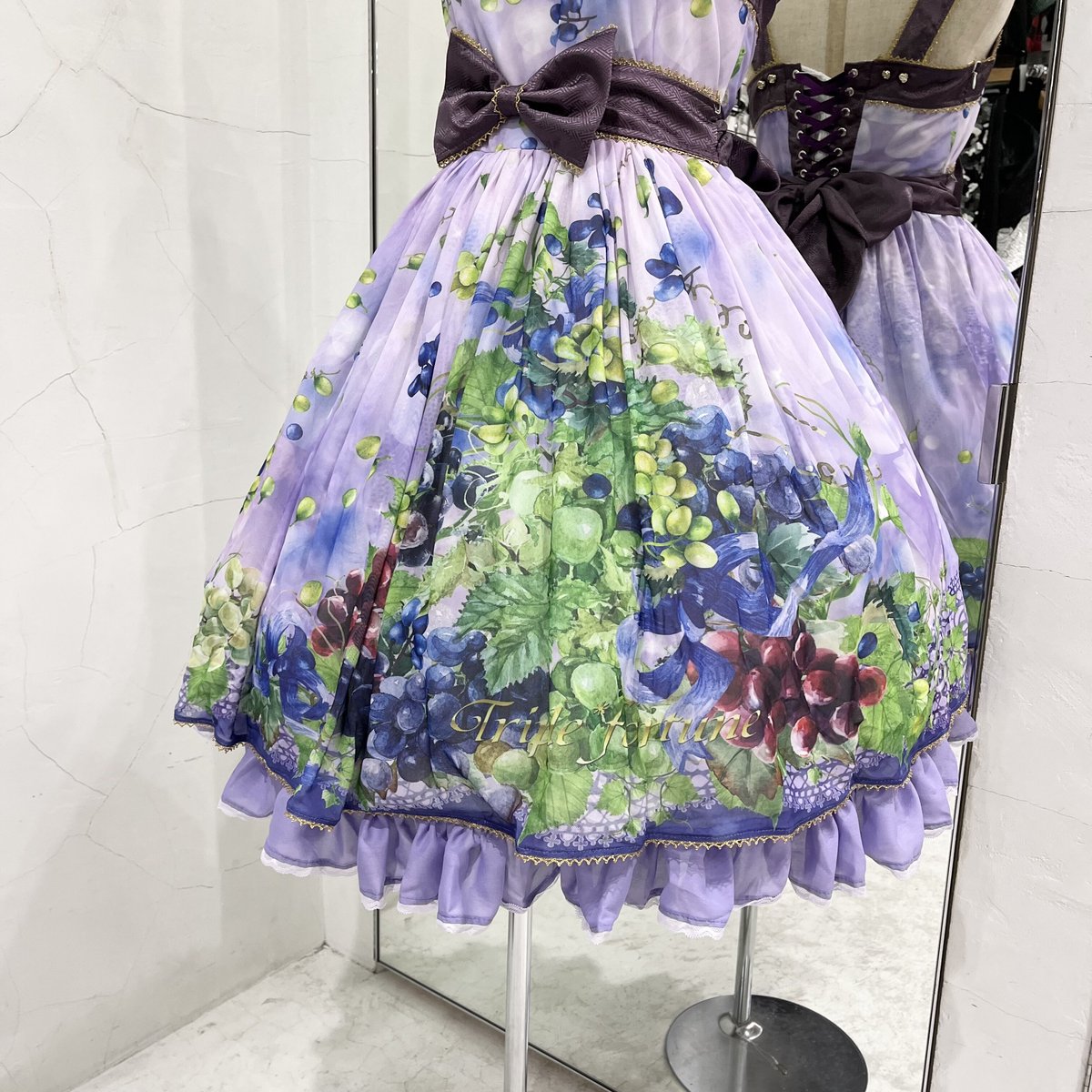 636【140】シャーリーテンプルぶどうバスケットジャンパースカートブルー