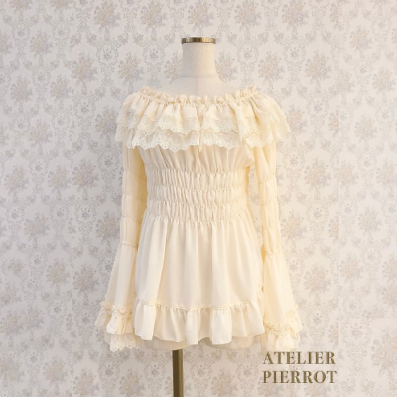 アトリエピエロ　ヴァレリスBlossom Breeze Blouse white ATELIER-PIERROT/Vallée lys】Blossom Breeze Blou