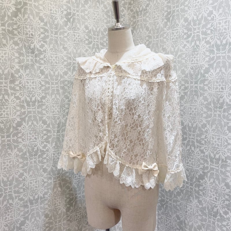 Enchantilly*フラワーレース付総レースケープ*生成*アイボリー Enchantilly*フラワーレース付総レースケープ*生成*アイボリー