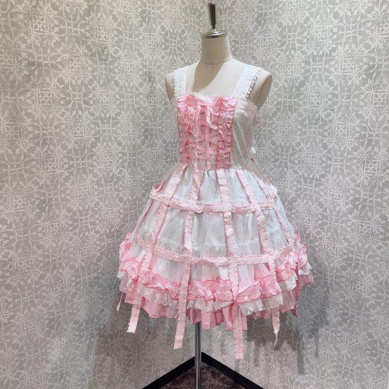 h.NAOTO】Sweet Strawberry Alice Bird Cage Dress