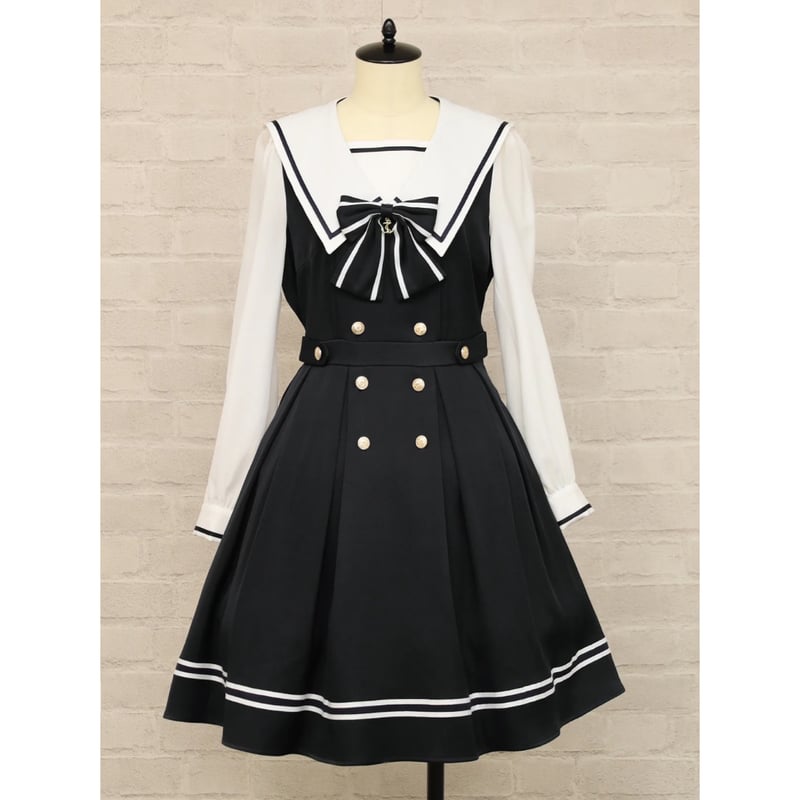 定価3.7万 ルフィル セーラーカラーワンピース マキシ丈　日本製　近年モデル 定価3.7万 ルフィル セーラーカラーワンピース マキシ丈 日本製 近年
