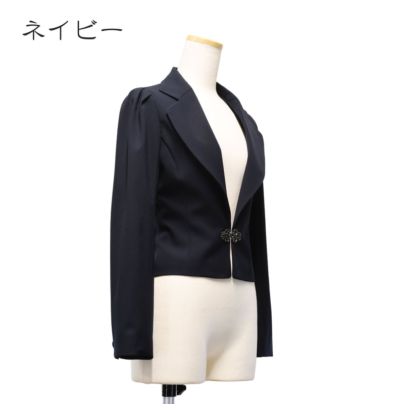 アニーカ　ショートスリーブジャケット セール】 ショートビーバーノーカラージャケット （ノーカラー