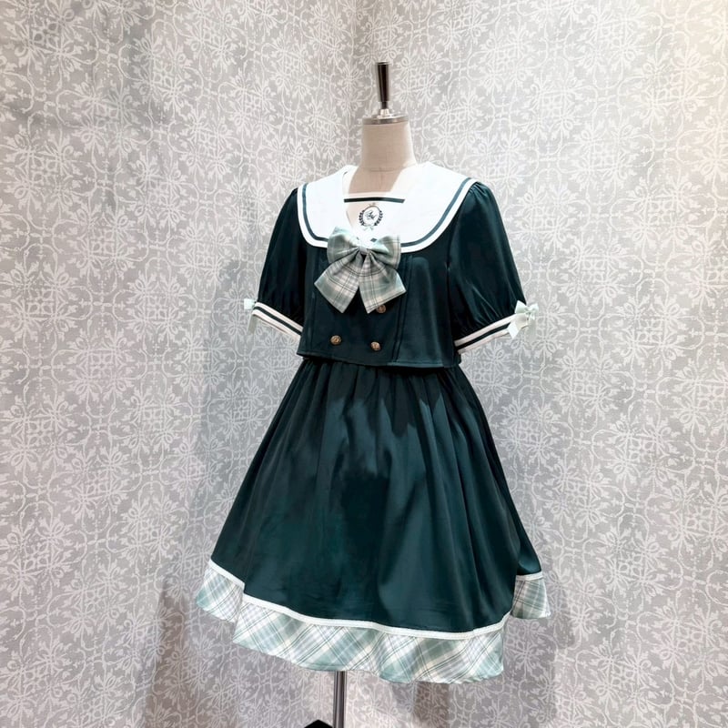 Amavel】 Chouchou Check セットアップ風セーラーワンピース/126170