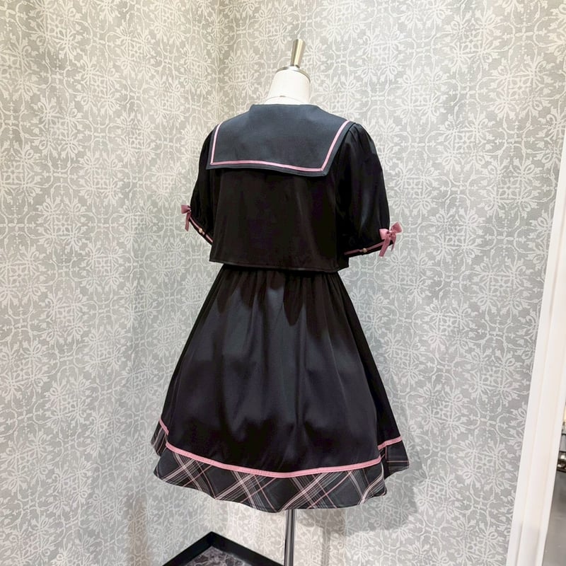 Amavel】 Chouchou Check セットアップ風セーラーワンピース/126170