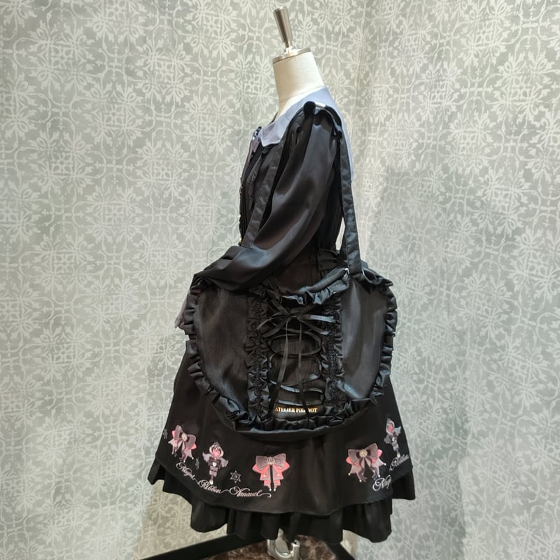 ATELIER-PIERROT ブラックコルセット ATELIER-PIERROT】Lace up Ribbon Heart Bag/AK-14