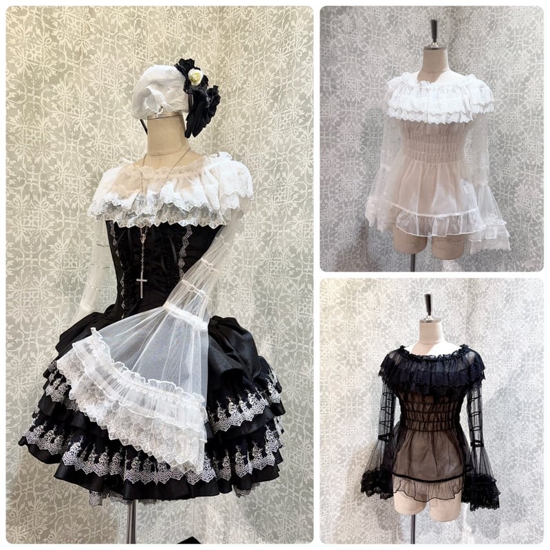 ATELIER-PIERROT】 Sheer Off-Shoulder Shirring B