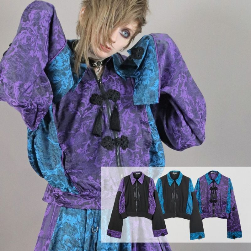 ディオラート　切替・キョンシースリーブブルゾン【中華柄】 Deorart】[GOTH CHINA] キョンシースリーブ・チャイナ柄ジャケット