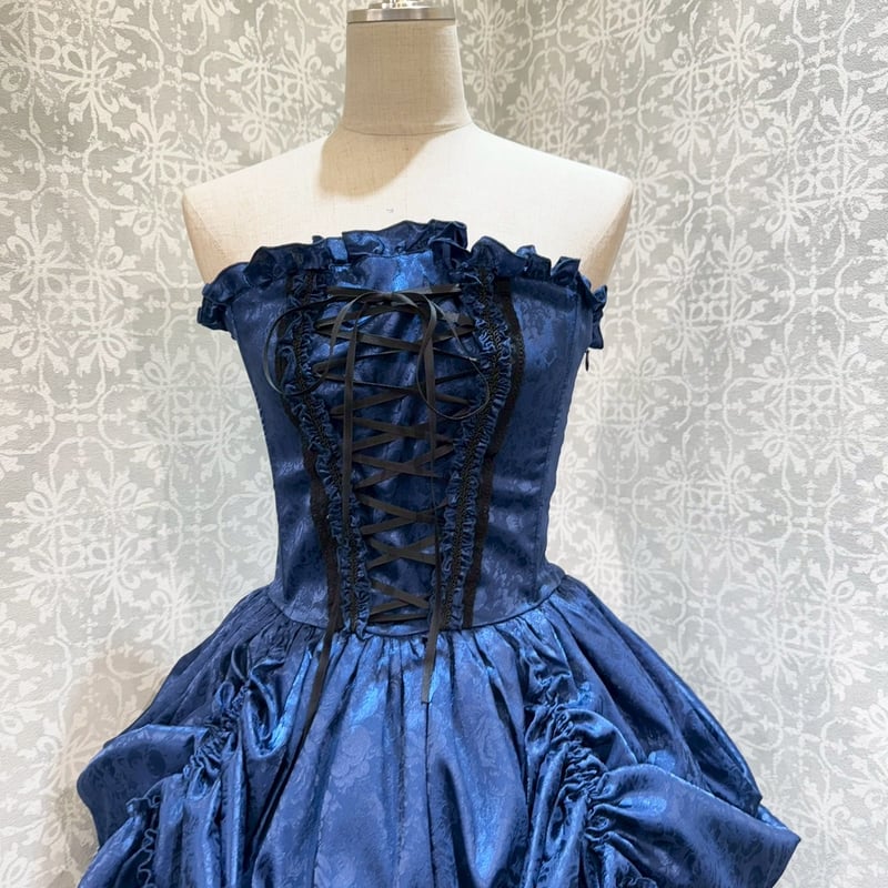 ATELIER PIERROT Bustle Corset Dress ネイビー ATELIER-PIERROT】Bustle Corset Dress Rose Jacqu