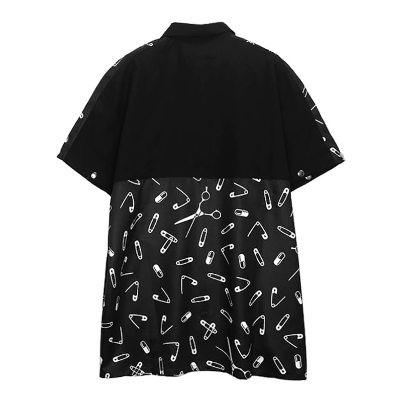 [APPAREL]/リッスンフレーバー/闇堕ちシザーズ 2WAYシャツ BLACK x WHITE (F) ゴスロリ・パンク/LISTEN FLAVOR LISTEN FLAVOR】闇堕ちシザーズ 2WAYシャツ（2513524） | KIST