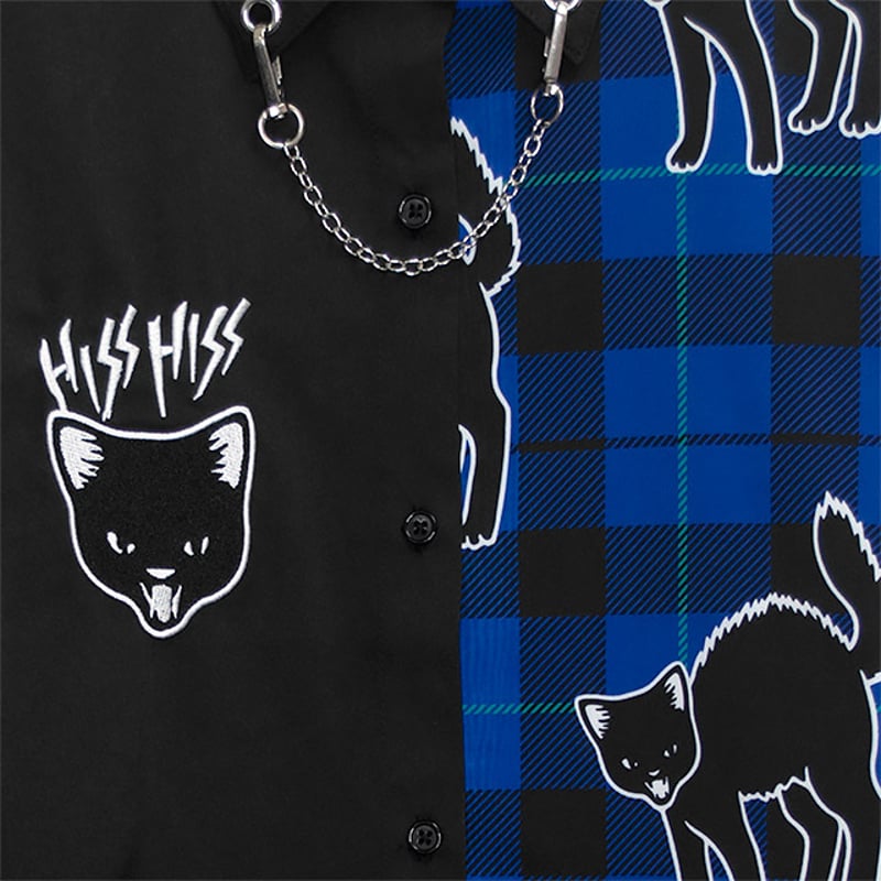 LISTEN FLAVOR】やんのかステップ黒猫2WAYシャツ（2423557） | KIS