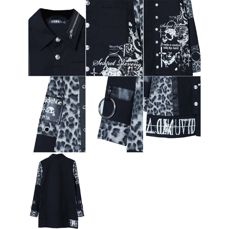 だ*ま様 brunt squid l ブラック SEXPOTReVeNGe】SKULL DARK PUNKISH LEOPARD シャツ ジ