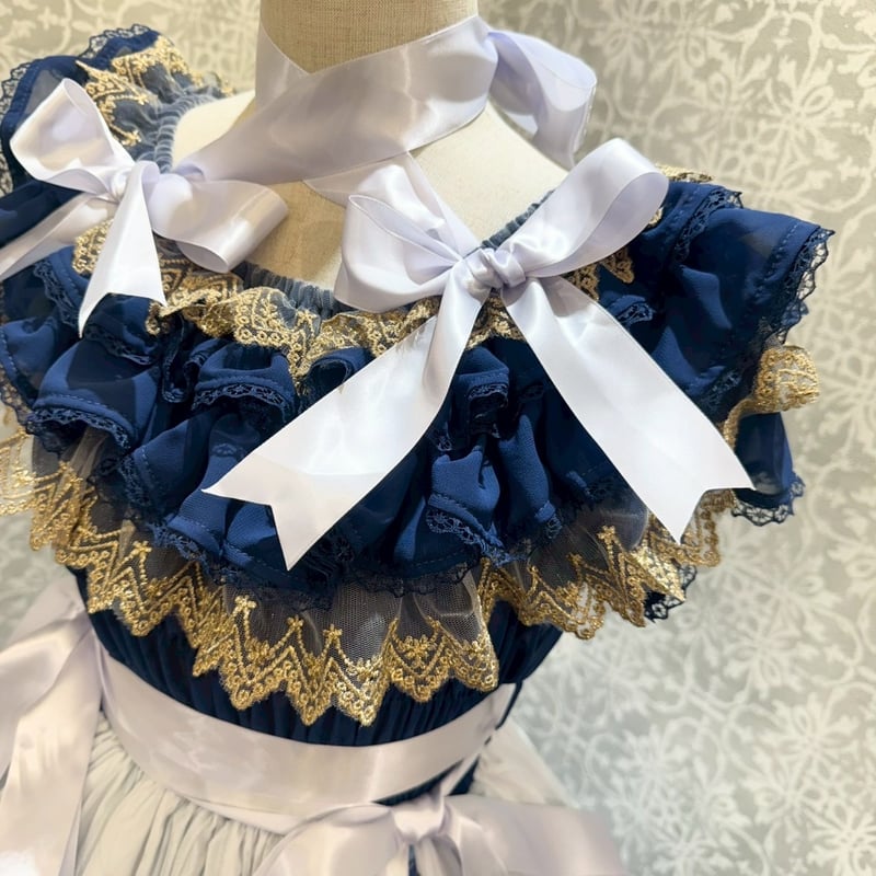 Triple*fortune】モノクロマティックローズ ワンピース/サックス