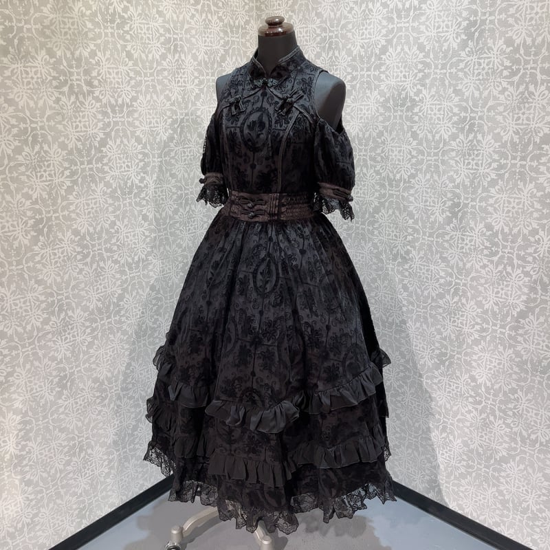 星箱Works】ダマスクチャーム オープンショルダーワンピース