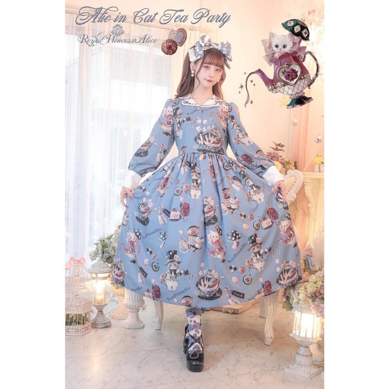 ロイヤルプリンセスアリス　Alice in Cat Tea Party JSK Cat Tea Party JSK Set (2020) by Angelic Pretty