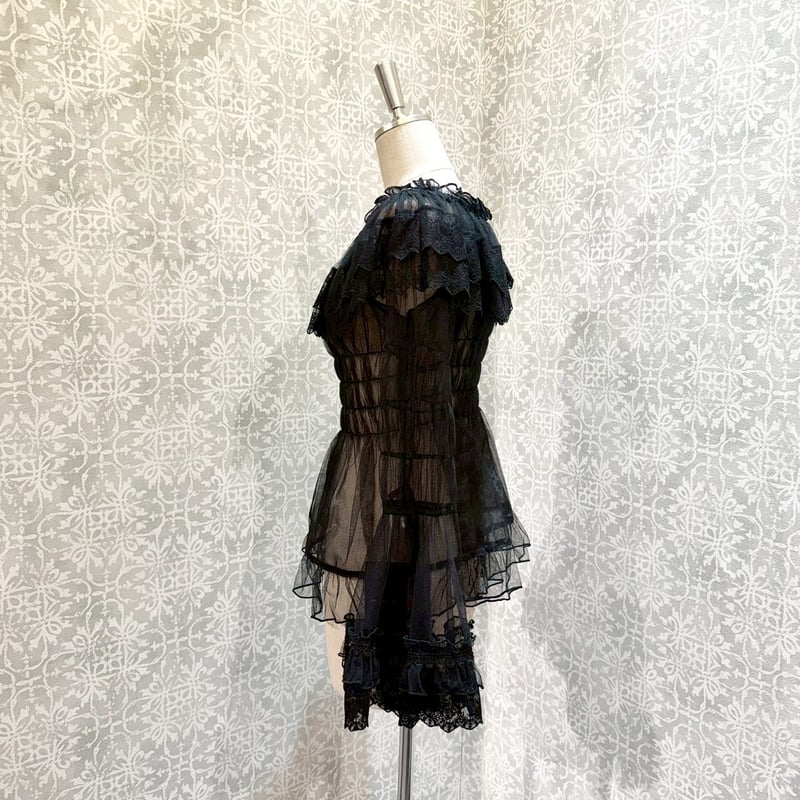 ATELIER-PIERROT】 Sheer Off-Shoulder Shirring B