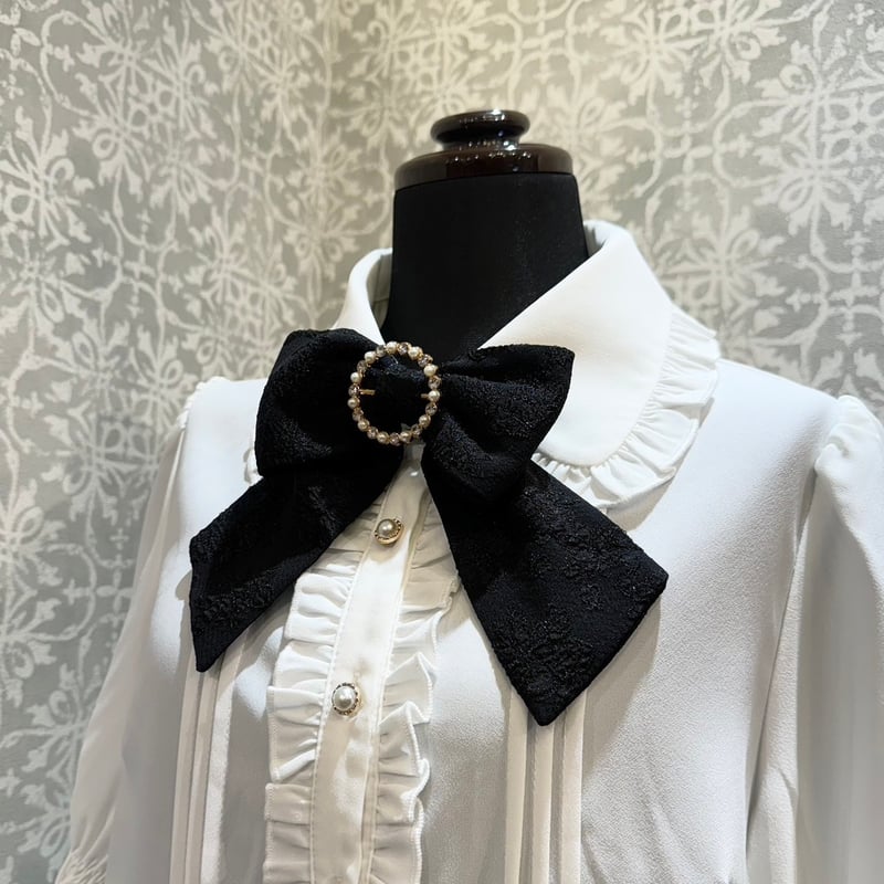 Amavel】ビジューバックル付ジャガードリボンブラウス/124310762  