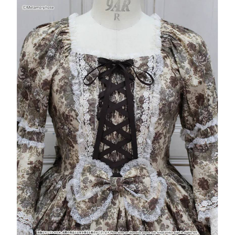 受注予約】メタモルフォーゼ/ゴブランブーケレースフリル姫袖ドレス