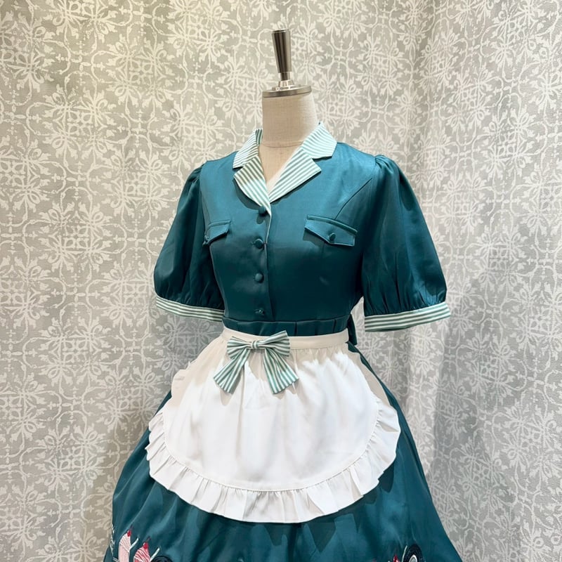 Amavel Dreaming Diner ワンピース ブルー Amavel】Dreaming Diner エプロン付きワンピース/125170595 |