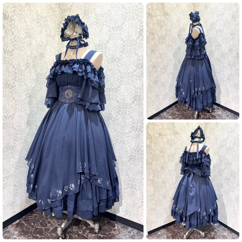 星箱Works】 月の満ち欠けオフショルダードレッシーワンピース 刺繍