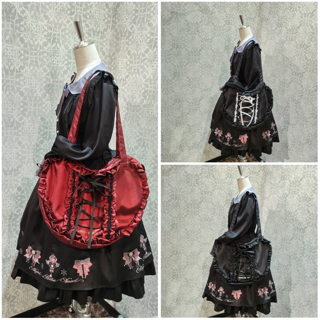 ATELIER-PIERROT】Lace up Ribbon Heart Bag/AK-14