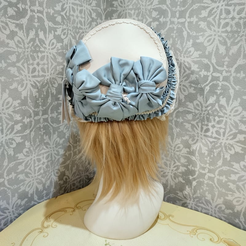 星箱Works リボンタルト 帽子型 ボンネット サックス リボンタルト 帽子型ボンネット | HoshibakoWorks