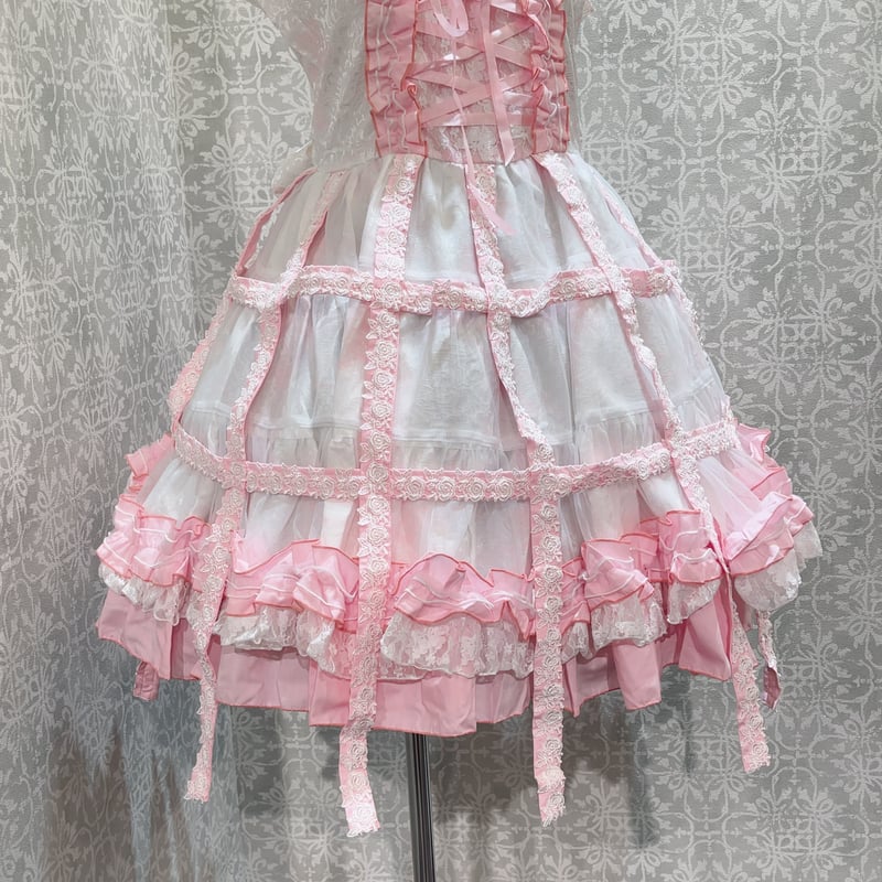 h.NAOTO】Sweet Strawberry Alice Bird Cage Dress