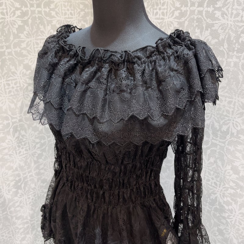 ATELIER PIERROTプリンセススリーブ レース フリルブラウス ATELIER-PIERROT／Shirring princess sleeve blouse