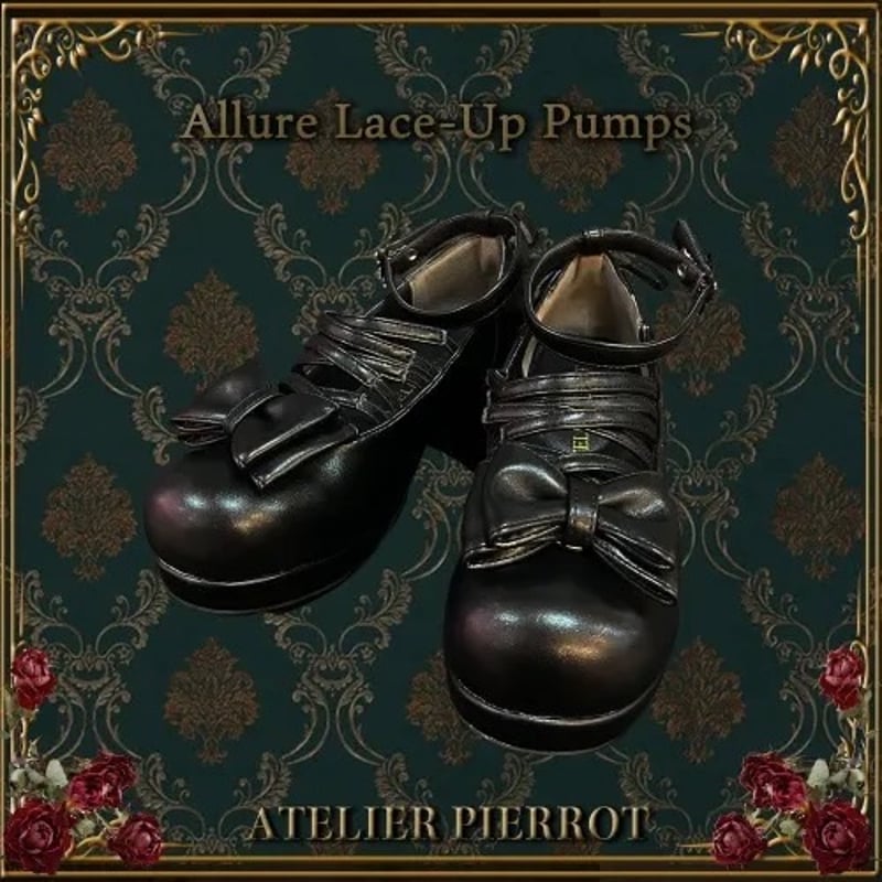 【牡蠣フライ】アトリエピエロ 厚底 ヒール リボン ブラック 牡蠣フライ様専用】アトリエピエロ 厚底 ヒール リボン ブラック