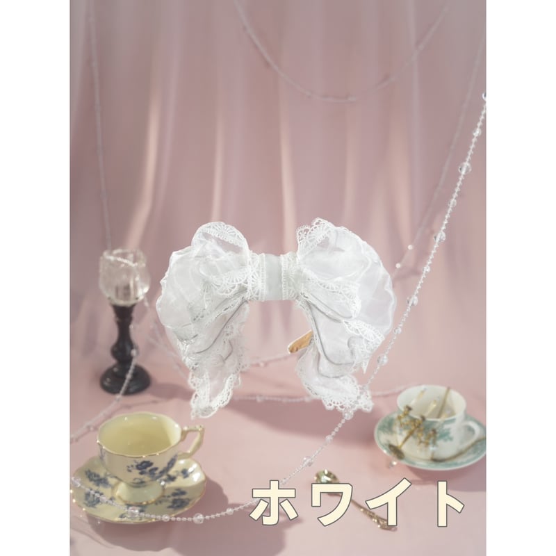 星箱works お人形風オーガンジーリボンカチューシャ お人形風オーガンジーリボンカチューシャ | HoshibakoWorks