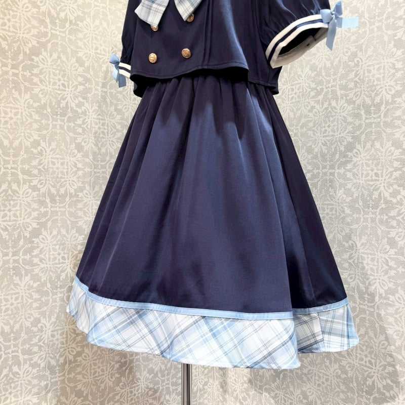 Amavel】 Chouchou Check セットアップ風セーラーワンピース/126170