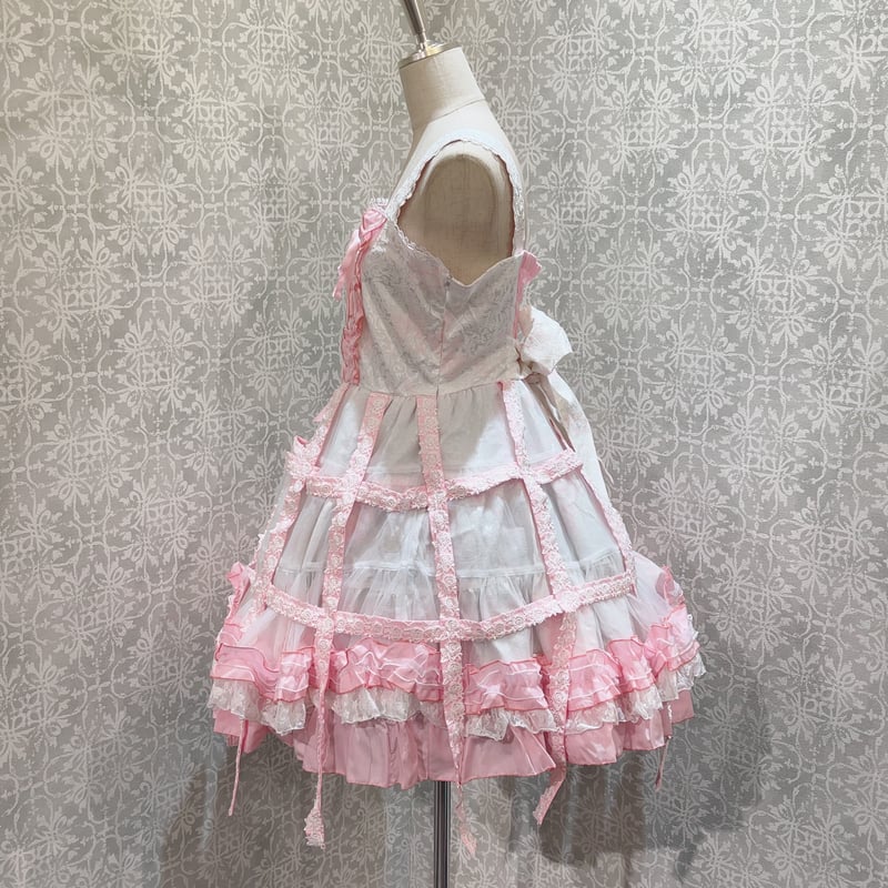 h.NAOTO 鳥籠ジャンパースカート ワンピース　ホワイト　Lサイズ　タグ付き h.NAOTO】Bird Cage Dress/CNF37-O021 WH-PK/M | K